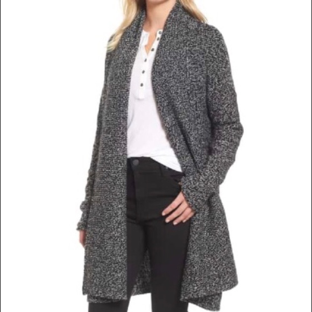 Carlson Black Ivory Marl Shawl Collar Cardigan XS